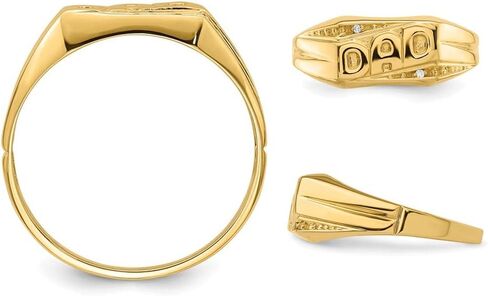 10K Yellow Gold Polished Mens DAD Ring with Etched Edges (SIZE 10) in Kuwait