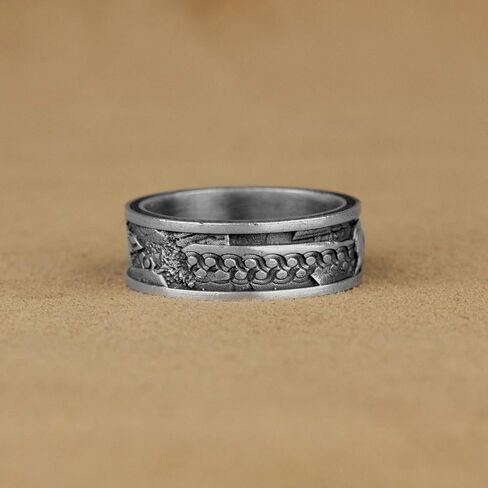 Scandinavian Bear Unique Silver Band Ring, Nature Men Wedding Band Ring, Sterling Silver Wedding Jewelry, Nordic Animal Ring, Birthday Gifts in Saudi Arabia