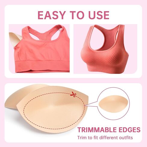 Nimiah Bra Pads Inserts Push-up - 2 Pairs Sew in Bra Cups for Dresses Swimwear Sports Top Add 1 Cup Size Breast Enhancer in Kuwait