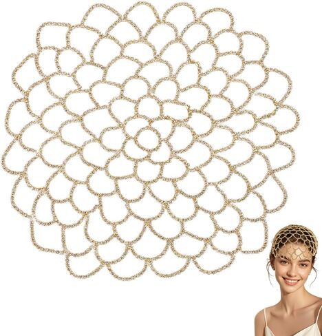 GORGECRAFT Rhinestone Head Chain Golden Boho Crystal Headpiece Rhinestone Flapper Headpiece Hat with 2 Clips Forehead Mesh Cap Hair Accessories for Women Bridal Cosplay Party Nightclub Belly Dance in Kuwait