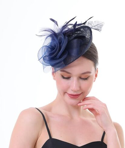 Fascinator Hat with Feather and Mesh – Floral Headpiece for Tea Party, Wedding, Cocktail Event in Saudi Arabia