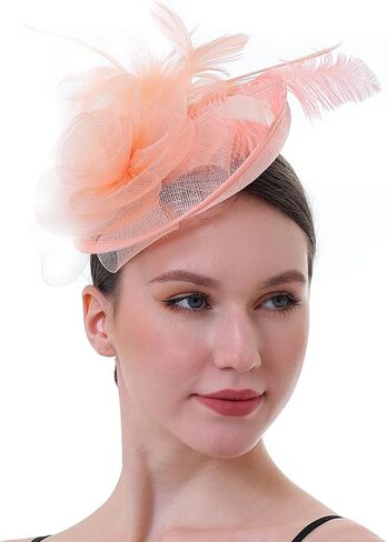 Fascinator Hat with Feather and Mesh – Floral Headpiece for Tea Party, Wedding, Cocktail Event in Saudi Arabia