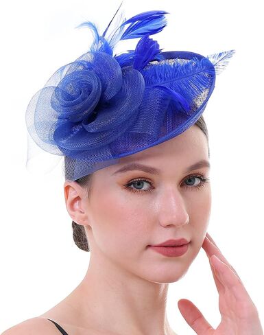 Fascinator Hat with Feather and Mesh – Floral Headpiece for Tea Party, Wedding, Cocktail Event in Saudi Arabia