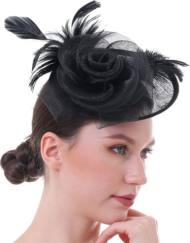 Fascinator Hat with Feather and Mesh – Floral Headpiece for Tea Party, Wedding, Cocktail Event in Saudi Arabia