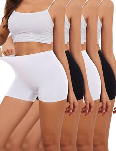 Women's Seamless Boy Shorts Underwear Anti Chafing Soft High Waisted Panties Boxer Briefs, Pack of 4 in Kuwait