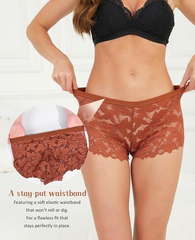 Sunm Boutique Sexy Underwear for Women, Cheeky Lace Boy Shorts in Saudi Arabia