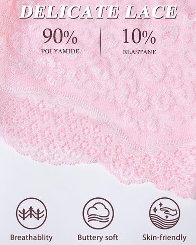 ASIMOON Sexy Lace Underwear Womens High Waisted No Show Boyshorts V Waist Panties Soft Lightweight Ladies Briefs 6 Pack in Saudi Arabia