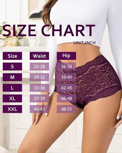ASIMOON Sexy Lace Underwear Womens High Waisted No Show Boyshorts V Waist Panties Soft Lightweight Ladies Briefs 6 Pack in Saudi Arabia
