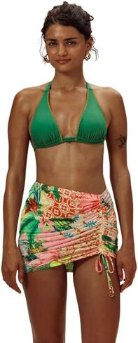 Luli Fama Opulent Eden Scrunch Up Mini Skirt Swimsuit Cover-Up, Tropical Print, Adjustable Drawstring in Kuwait