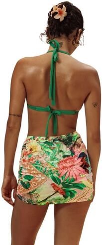 Luli Fama Opulent Eden Scrunch Up Mini Skirt Swimsuit Cover-Up, Tropical Print, Adjustable Drawstring in Kuwait