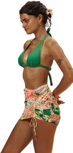 Luli Fama Opulent Eden Scrunch Up Mini Skirt Swimsuit Cover-Up, Tropical Print, Adjustable Drawstring in Kuwait