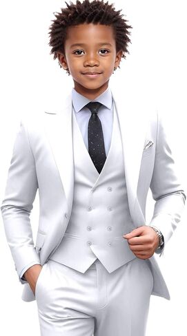 Netsky Boys Suit 3 Pieces Formal Tuxedo Slim Fit Formal Dress Clothes Ring Bearer Outfit Kids Prom Suits in Kuwait