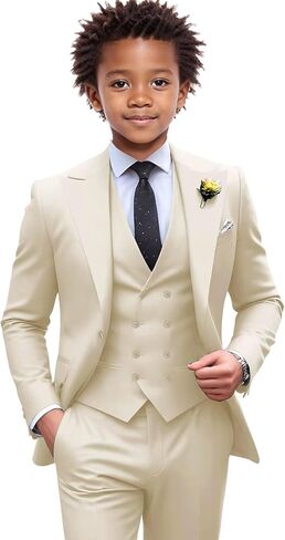 Netsky Boys Suit 3 Pieces Formal Tuxedo Slim Fit Formal Dress Clothes Ring Bearer Outfit Kids Prom Suits in Kuwait