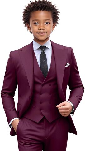 Netsky Boys Suit 3 Pieces Formal Tuxedo Slim Fit Formal Dress Clothes Ring Bearer Outfit Kids Prom Suits in Kuwait