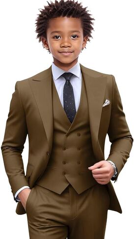Netsky Boys Suit 3 Pieces Formal Tuxedo Slim Fit Formal Dress Clothes Ring Bearer Outfit Kids Prom Suits in Kuwait
