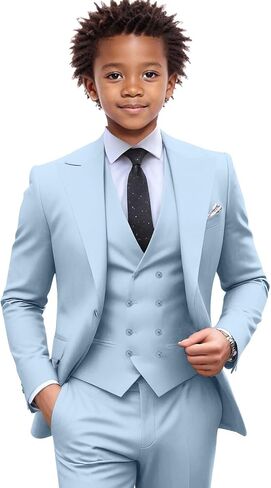 Netsky Boys Suit 3 Pieces Formal Tuxedo Slim Fit Formal Dress Clothes Ring Bearer Outfit Kids Prom Suits in Kuwait