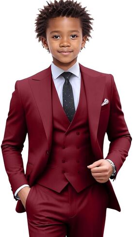 Netsky Boys Suit 3 Pieces Formal Tuxedo Slim Fit Formal Dress Clothes Ring Bearer Outfit Kids Prom Suits in Kuwait