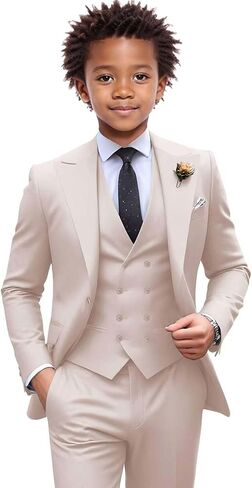 Netsky Boys Suit 3 Pieces Formal Tuxedo Slim Fit Formal Dress Clothes Ring Bearer Outfit Kids Prom Suits in Kuwait