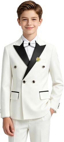 Boys Tuxedo Suit Set 4 Pieces Toddler Suits Slim Fit for Teen Formal Dress Clothes Peaked Lapel Kids Wedding Outfit in Kuwait