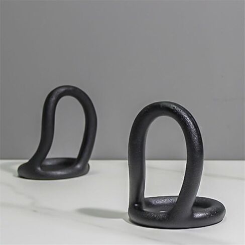 Bookend Support Book Ends, Desk Decoration Minimalist Ring Resin Bookends for Home, Library Bookends(Black) in Saudi Arabia