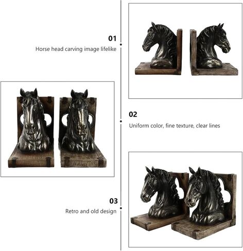 Bookend Support Bookends Decorative Ornaments Retro Book Ends Horse Head Bookend Ornament Resin Fixator Books Stopper Office Bookends in Saudi Arabia