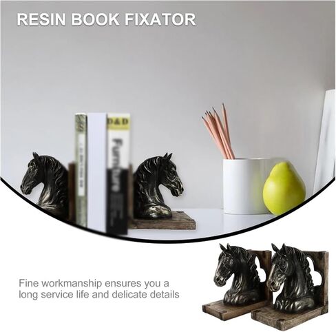 Bookend Support Bookends Decorative Ornaments Retro Book Ends Horse Head Bookend Ornament Resin Fixator Books Stopper Office Bookends in Saudi Arabia