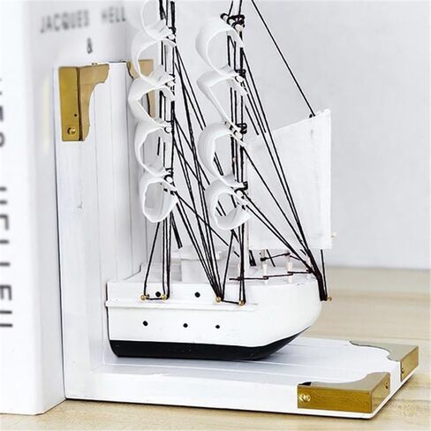 Bookend Support Handmade Book Ends Decorative Bookends for Heavy Books Office Sailboat Model Decorations Bookends(Black) in Saudi Arabia