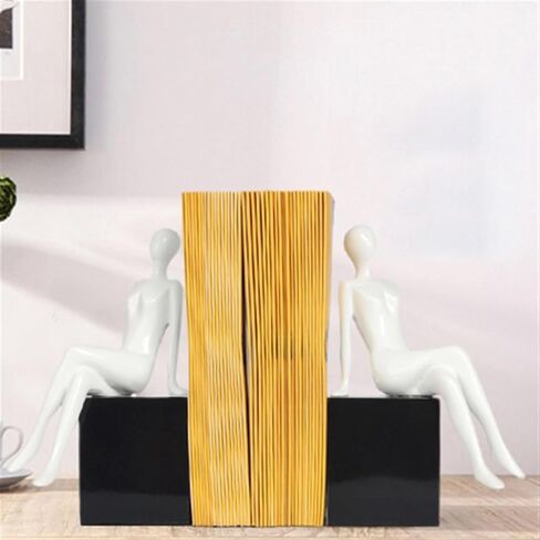 Bookend Support Bookends Art Bookend Resin Desk Office Ornament Simple Character for Library or Study Bookends in Saudi Arabia