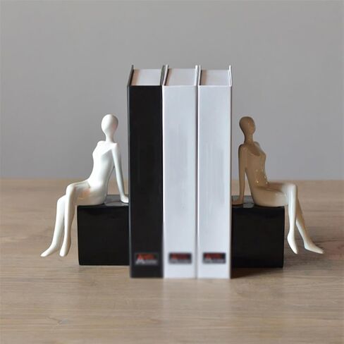 Bookend Support Bookends Art Bookend Resin Desk Office Ornament Simple Character for Library or Study Bookends in Saudi Arabia