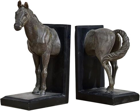 Bookend Support Horse Decorative Bookend, Unique Resin Decor Book Ends to Hold Heavy Duty Books, Vintage Antique Home, Modern Living Room Library Office Shelf Bookends in Saudi Arabia