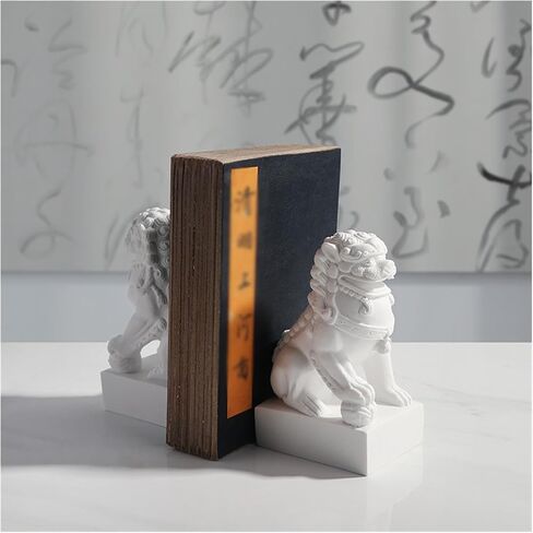 Bookend Support Simple Chinese Style Lion Bookend Exquisite Workmanship Home Decoration Book Stand Study Living Room Entrance Desktop File Bookends in Saudi Arabia