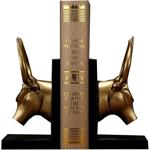 Bookend Support Decorative Bookend Home Decor Book Ends Bull Statues Bookshelves Heavy Duty Non Skid Gold Resin Bookends in Saudi Arabia