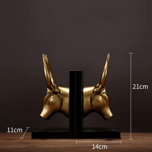Bookend Support Decorative Bookend Home Decor Book Ends Bull Statues Bookshelves Heavy Duty Non Skid Gold Resin Bookends in Saudi Arabia
