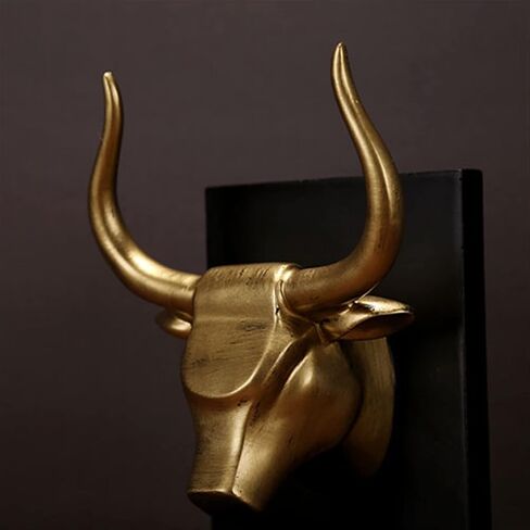 Bookend Support Decorative Bookend Home Decor Book Ends Bull Statues Bookshelves Heavy Duty Non Skid Gold Resin Bookends in Saudi Arabia