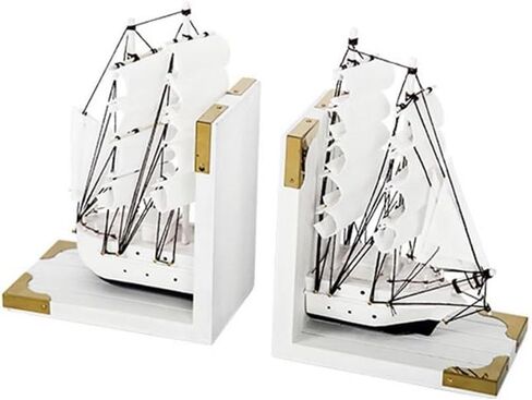 Bookend Support Handmade Book Ends Decorative Bookends for Heavy Books Office Sailboat Model Decorations Bookends(Black) in Saudi Arabia