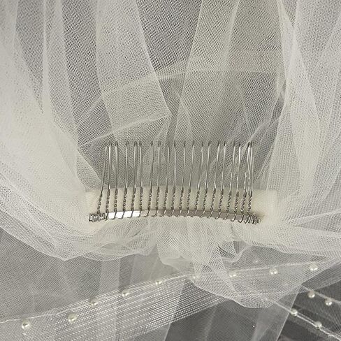 Ivory Long Wedding Veil Cathedral Length Wedding Veil with blusher Bridal pearl Veils For Women Wedding Bridal Tulle Hair Accessoies with Comb and Pearls Edg, 137 Inches in Saudi Arabia