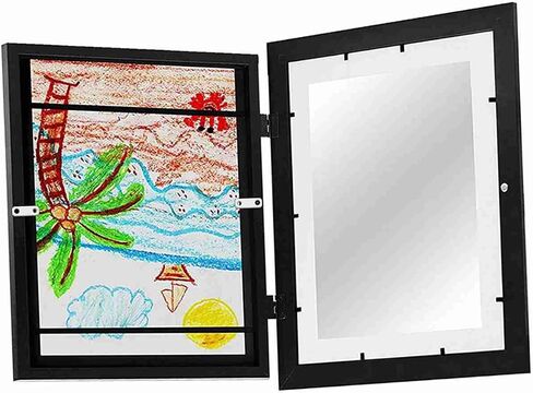 Top Design Wooden Photo Frame, Holds 150 A4 Sheets Photo Frame, Elastic Bands Secure Display, Ideal for Modern Home & Office Decor, No Damage Wall Hooks (White) in Kuwait