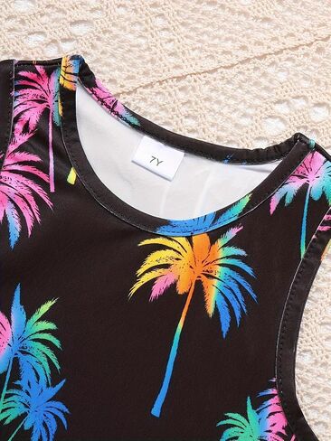 Girls Crop Top and Leggings Set Sleeveless Summer Outfit High Waist Fitted 2 Piece Casual Sporty Wear in Kuwait