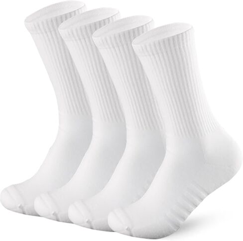 Cotton Crew Socks Men Women | 4 Pairs Soft Cushioned Comfort Odor Control Breathable | Daily Wear Gift | Size 7-13 in Kuwait