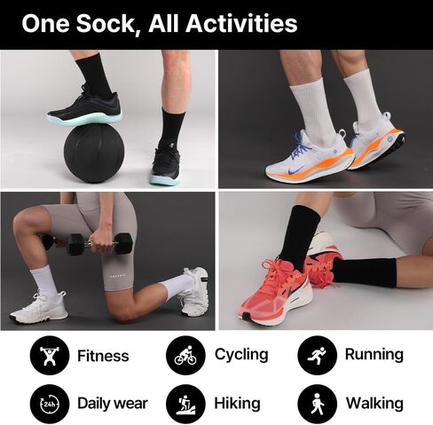 Cotton Crew Socks Men Women | 4 Pairs Soft Cushioned Comfort Odor Control Breathable | Daily Wear Gift | Size 7-13 in Kuwait