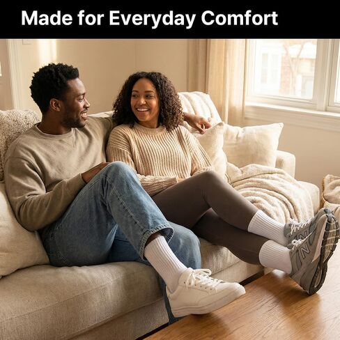 Cotton Crew Socks Men Women | 4 Pairs Soft Cushioned Comfort Odor Control Breathable | Daily Wear Gift | Size 7-13 in Kuwait
