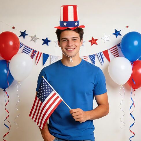 2 PCS Patriotic Mini Felt Top Hat, 4th of July Uncle Sam Red White Blue Independence Day American Flag Memorial Day Costume Accessories Unisex Adult Party Supplies in Saudi Arabia