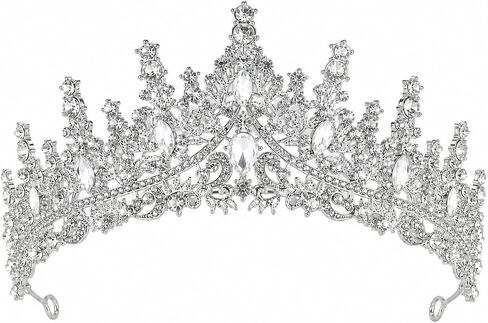 Silver Tiara Crown for Women, Sparkly Rhinestone Birthday Queen Crown, Princess Crown Headband for Wedding Prom Pageant Quinceanera Party in Saudi Arabia