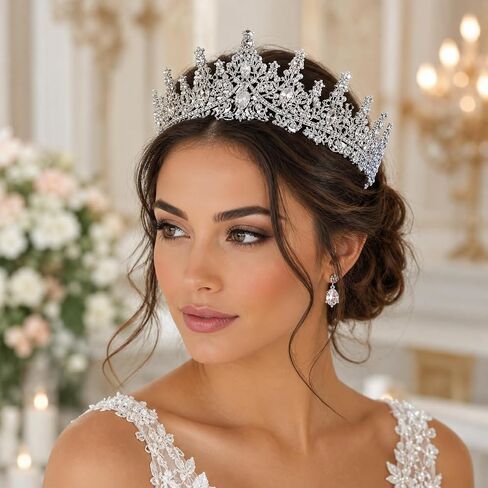 Silver Tiara Crown for Women, Sparkly Rhinestone Birthday Queen Crown, Princess Crown Headband for Wedding Prom Pageant Quinceanera Party in Saudi Arabia
