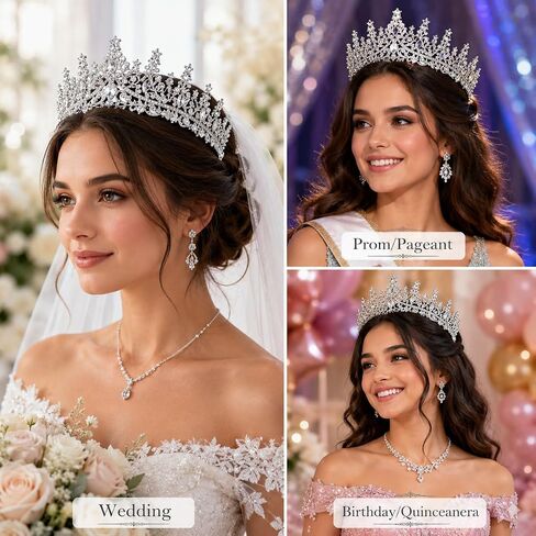 Silver Tiara Crown for Women, Sparkly Rhinestone Birthday Queen Crown, Princess Crown Headband for Wedding Prom Pageant Quinceanera Party in Saudi Arabia