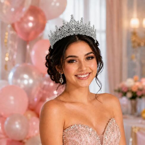 Silver Tiara Crown for Women, Sparkly Rhinestone Birthday Queen Crown, Princess Crown Headband for Wedding Prom Pageant Quinceanera Party in Saudi Arabia