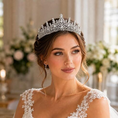 Silver Tiara Crown for Women, Sparkly Rhinestone Birthday Queen Crown, Princess Crown Headband for Wedding Prom Pageant Quinceanera Party in Saudi Arabia