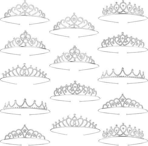 14PCS Silver Tiaras Crowns Headbands for Girls 7 Styles Metal Princess Crowns Tiara Headband for Women Girls Princess Dress Up Costume Perfect for Birthday Party Wedding Prom in Kuwait