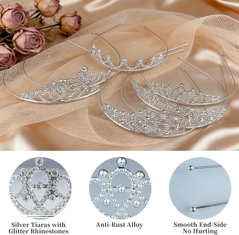 14PCS Silver Tiaras Crowns Headbands for Girls 7 Styles Metal Princess Crowns Tiara Headband for Women Girls Princess Dress Up Costume Perfect for Birthday Party Wedding Prom in Kuwait