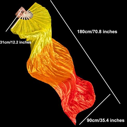 Huralona 70.8" Long Dance Fans 4-Pack Gradient Color Performance Fans for Theater, Lightweight Silk-like Stage Shows (Gradual Yellow) in Saudi Arabia